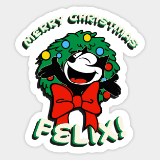 Merry Christmas Felix! Felix Burst Joyfully from Xmas Wreath Sticker